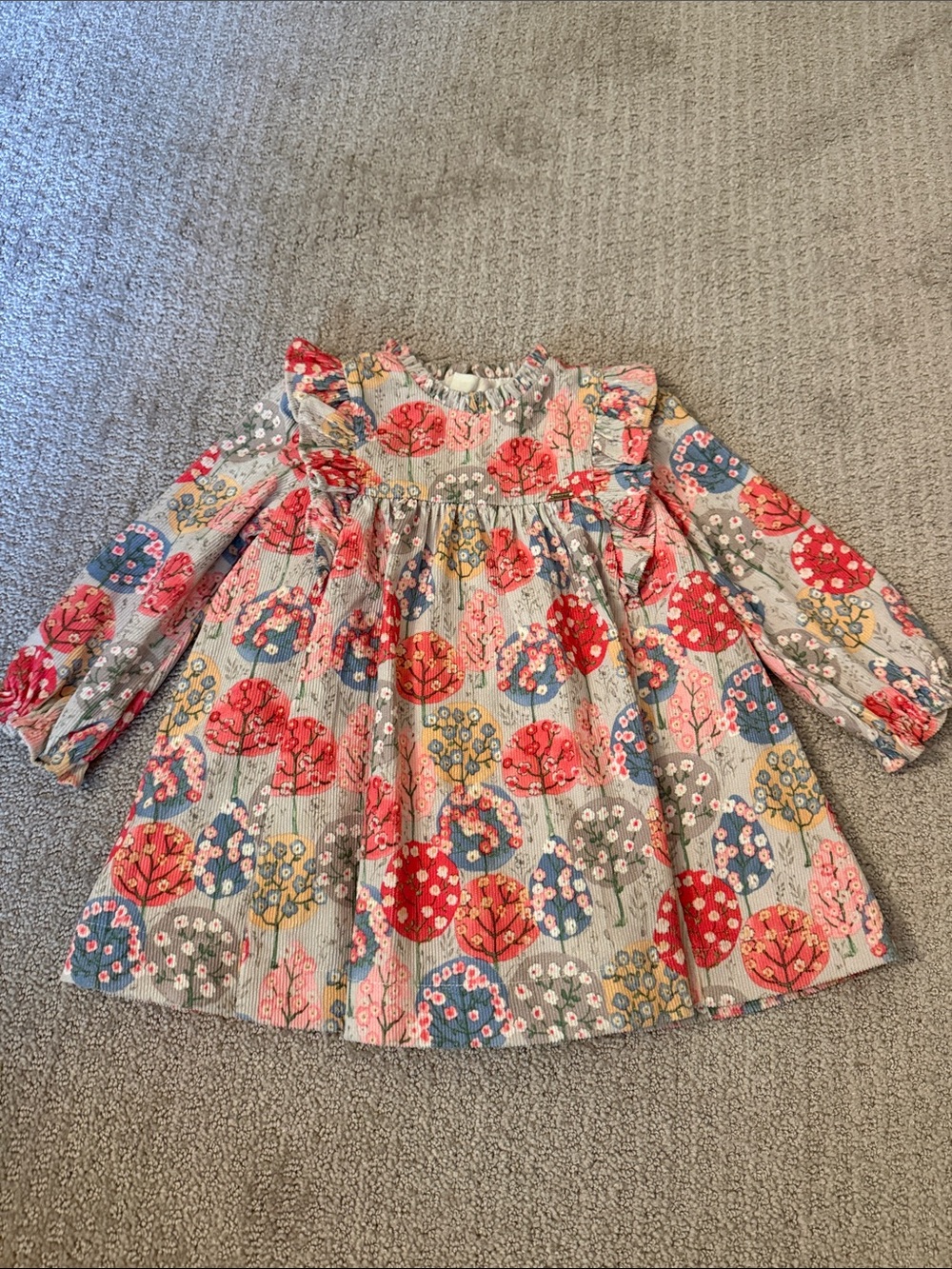 Mayoral Pink, Red, Blue & Yellow Floral Ruffle-Yoke Dress